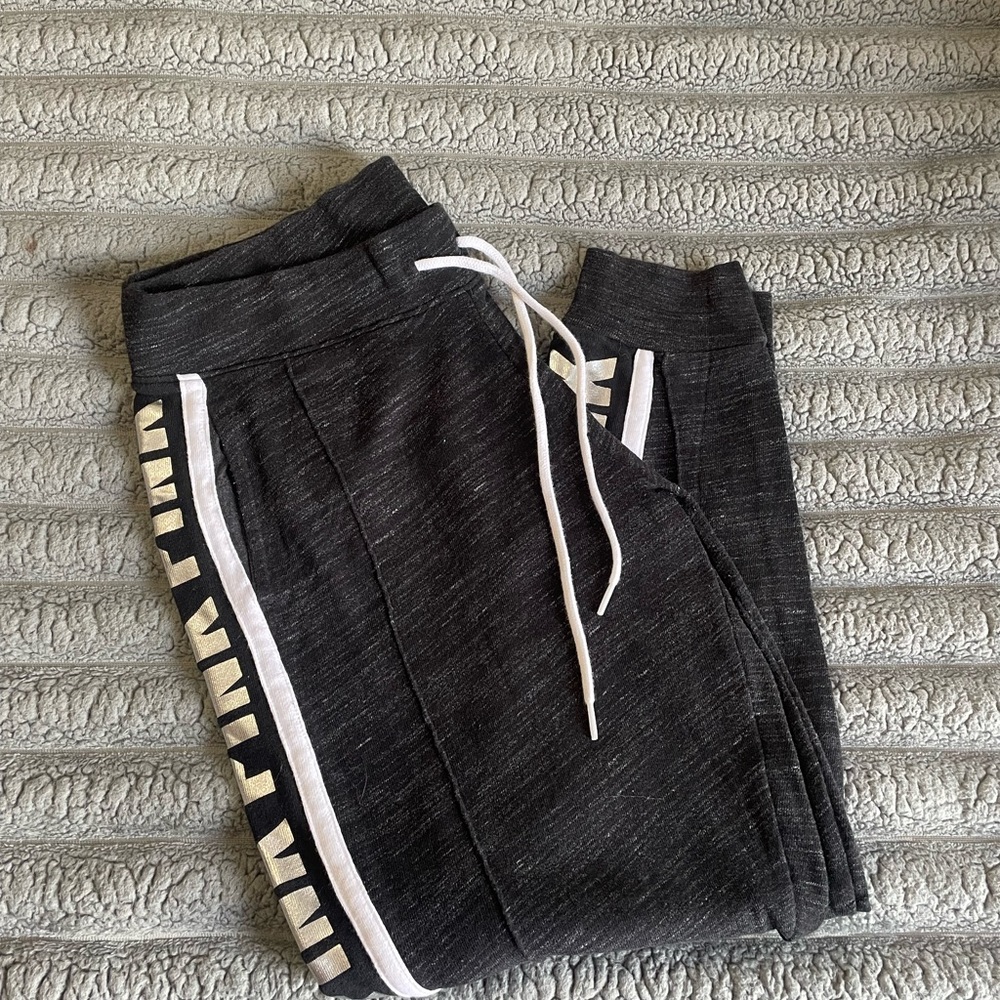 PINK Victoria's Secret Charcoal, Black, Silver and White Joggers